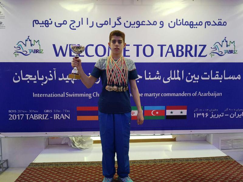  سید علیرضا ذوالنوری در مسابقات قهرمانی شنای کشور جام پارسیان 9 مدال رنگارنگ کسب کرد + عکس