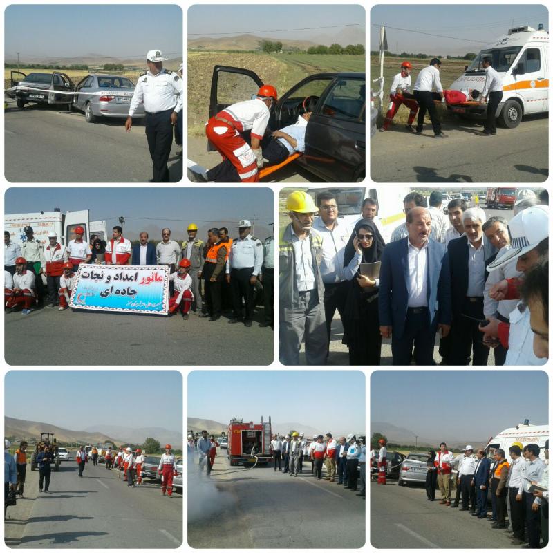 	مانور امداد ونجات حوادث جاده ای در شهرستان صحنه برگزار شد+تصویر 