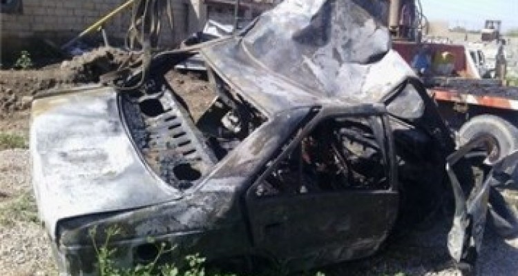 تصادف در محور ثلاث باباجانی - جوانرود سه عضو یک خانواده را در آتش سوزاند