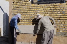 آغاز عملیات اجرایی نما کاری دیواره خارجی  سرویس بهداشتی عمومی غسالخانه جدید شهرداری صحنه