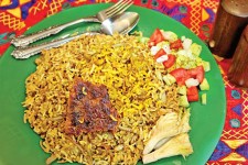 كنگر پلو با رشته و گوشت