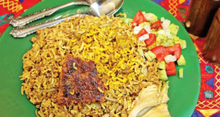 كنگر پلو با رشته و گوشت