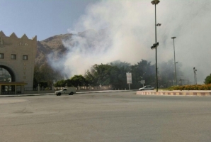 	آتش سوزی در طاق بستان کرمانشاه 