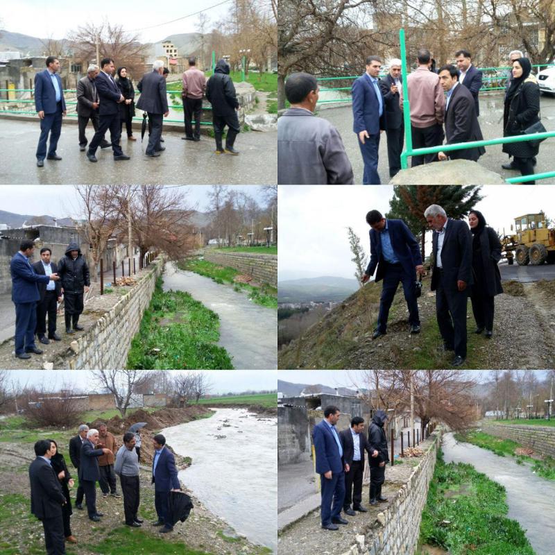 بازدید میدانی مسئولین شهرستان صحنه برای مقابله با سیلاب احتمالی 