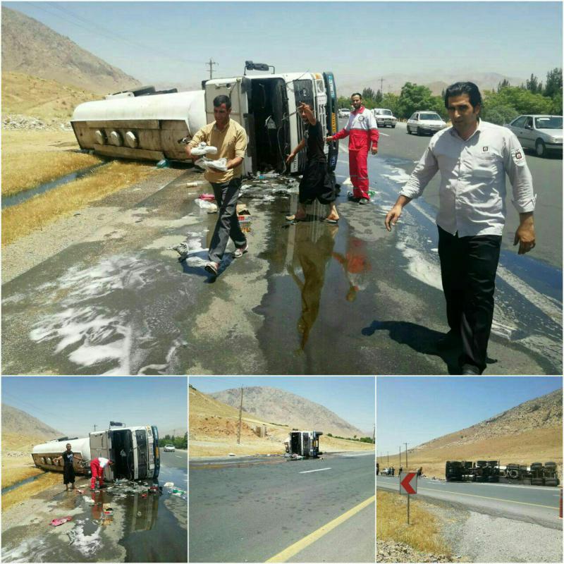 عملیات ایمن سازی تانکر بنزین در صحنه  پس از 5 ساعت به اتمام رسید