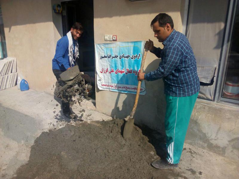تعميرمنازل روستاهاي سيل زده شهرستان صحنه توسط گروه های جهادی