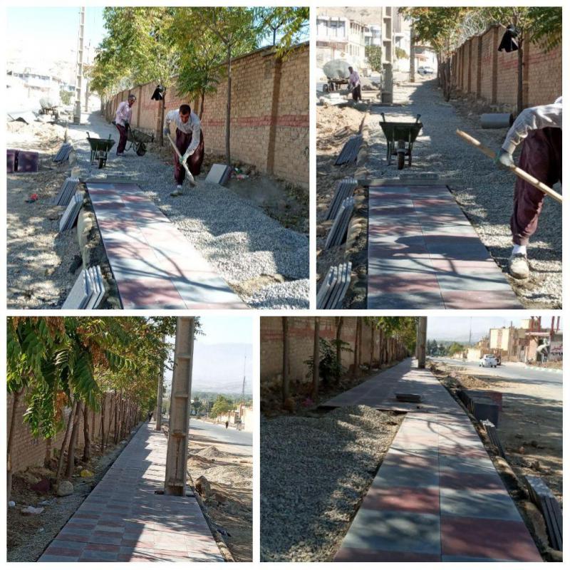 اجرای موزاییک فرش پیاده رو تندرستی شهر صحنه پس از نیم قرن