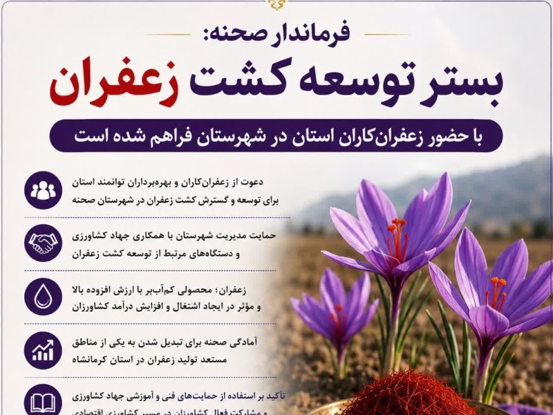 :بستر توسعه کشت زعفران با حضور زعفران‌کاران استان در شهرستان فراهم شده است.